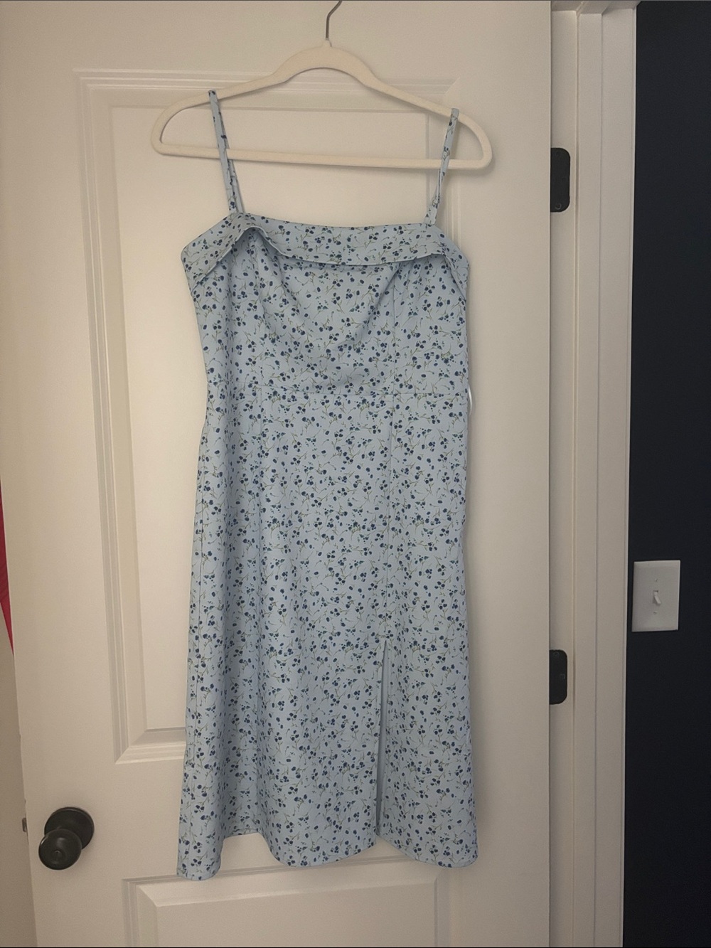 French Connection Light Blue Floral Midi Slip Dress